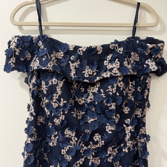 Xscape Raised flower off the shoulder midi dress- size 12 - Picture 6 of 8